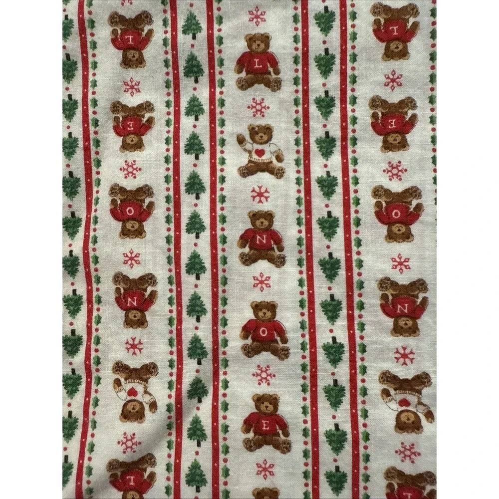 Vintage Cottage Core Pillowcase Christmas Teddy Bear King Size EUC Handmade
